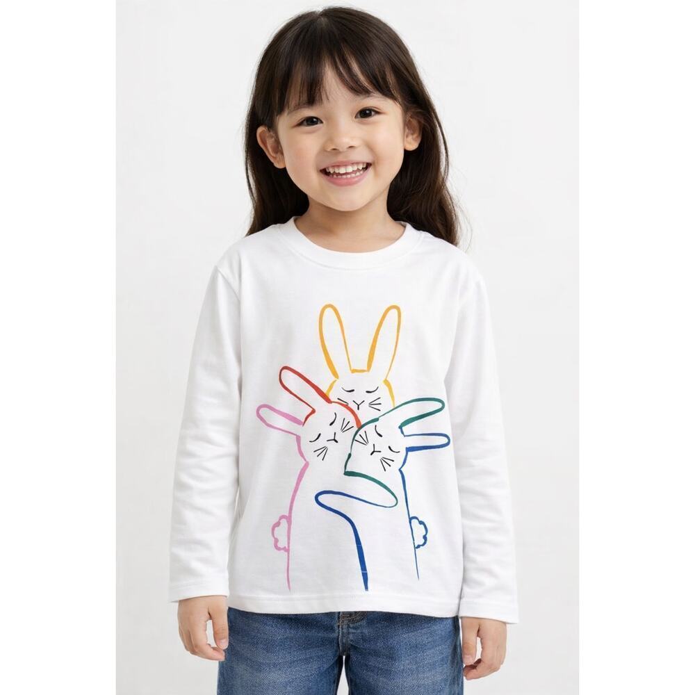 Hanna Anderson Easter Tee Bunnies Cotton Long Sleeve Sz 8 New in Bag